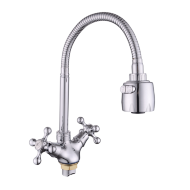 Смеситель Lucky Tap елочка лат. 1/2", кер., гибкий излив, гайка KDM-2008A-06-58