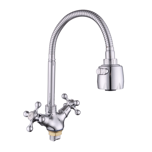 Смеситель Lucky Tap елочка лат. 1/2", кер., гибкий излив, гайка KDM-2008A-06-58
