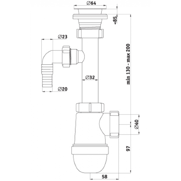 С1300 Сифон Ани 1 1/4"* 40