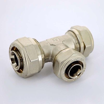 Тройник обжим никелированный UNI-FITT 26х20х20