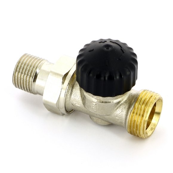 Вентиль термостатический НН UNI-FITT 1/2" х 3/4"EK никелированный с разъёмным соединением