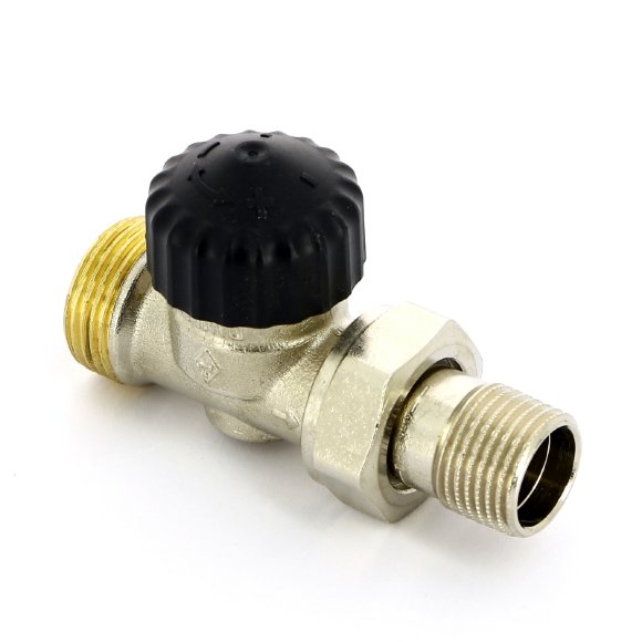 Вентиль термостатический НН UNI-FITT 1/2" х 3/4"EK никелированный с разъёмным соединением