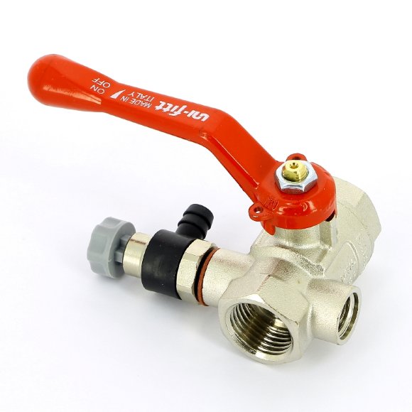 Кран шаровой ВВ с дренажным вентилем UNI-FITT 1/2" заглушка 1/4" рычаг