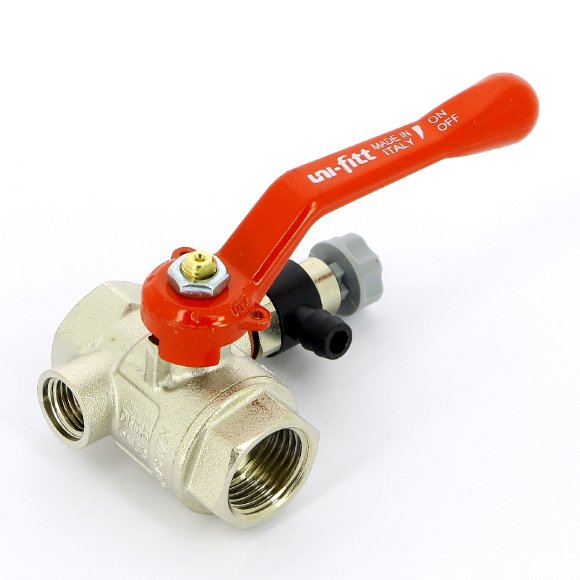 Кран шаровой ВВ с дренажным вентилем UNI-FITT 1/2" заглушка 1/4" рычаг