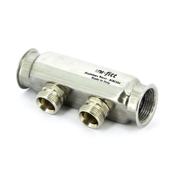 Коллектор ВВ 1' нержавеющая сталь UNI-FITT 2 выхода 3/4"EK