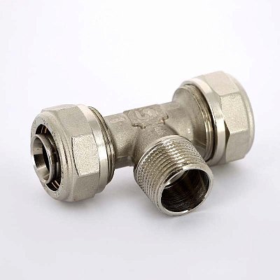 Тройник обжим-Н никелированный UNI-FITT 26х3/4"х26