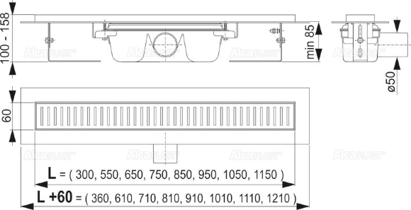 Желоб Alca Plast APZ 1-1050 Желоб Alca Plast APZ 1-1050