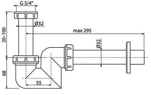 Сифон A45F ф32-11/4 для биде AlcaPlast Сифон A45F ф32-11/4 для биде AlcaPlast