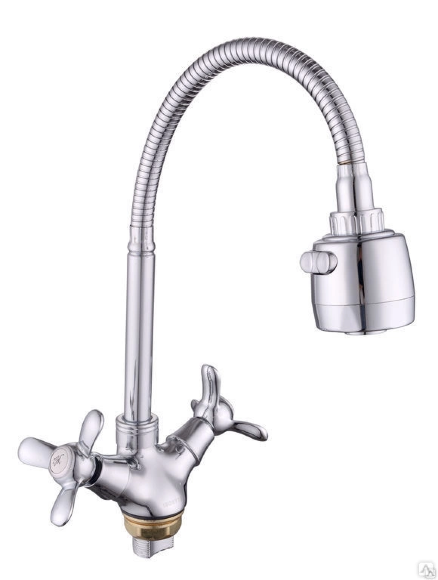 Смеситель LT елочка 1/2", кер., гибкий излив, гайка, KDM-2008AS-06-62 Смеситель LT елочка 1/2", кер., гибкий излив, гайка, KDM-2008AS-06-62