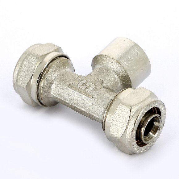 Тройник обжим-В никелированный UNI-FITT 20х1/2"х20