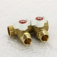 Коллектор НВ 3/4' с кранами UNI-FITT 2 выхода 1/2'Н 40мм