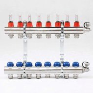 Коллекторная группа с термостатическими вентилями и расходомерами UNI-FITT 1"x3/4"ЕК 8 выходов