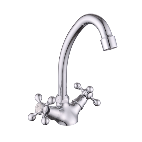 Смеситель Lucky Tap елочка лат. 1/2", кер., излив 20см, 2 шпильки KDM-2007А-01-69