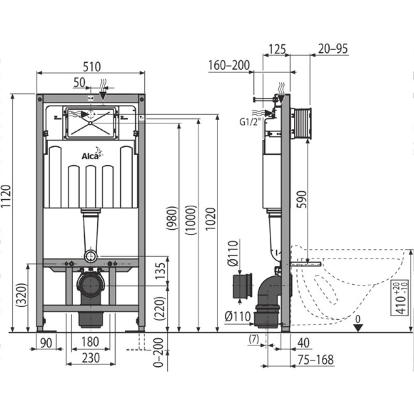 Система инстал. AlcaPlast AM101 4 в1(с кнопкой M1720-1) Система инстал. AlcaPlast AM101 4 в1(с кнопкой M1720-1)