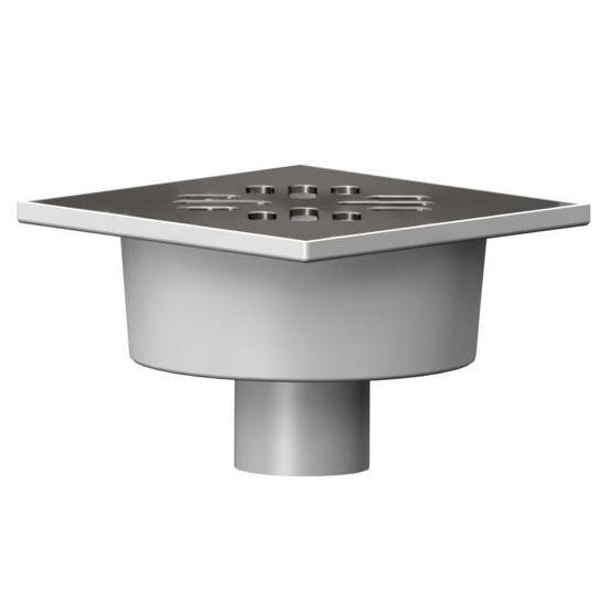 Трап вертикальный D50 "сухой" затвор решетка чугунная 150х150