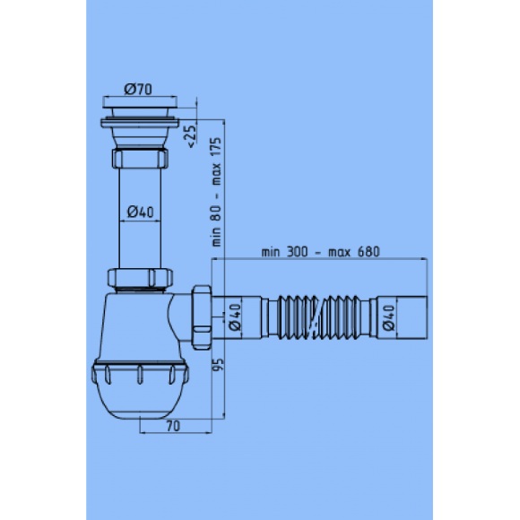 А 01 05 Сифон Ани Грот 40  1 1/2" с гибк тр 40х40 Z