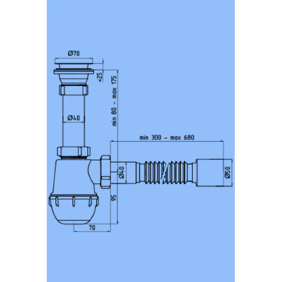 А 01 10 Сифон Ани Грот 40  1 1/2" с гибк тр 40х50 Z
