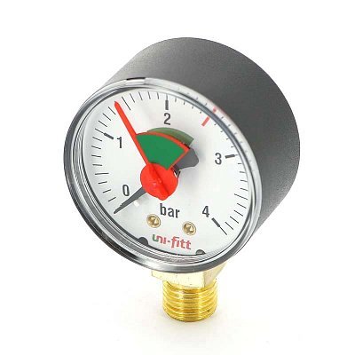 Манометр радиальный 1/4" UNI-FITT 4 бар 50 мм Манометр радиальный 1/4" UNI-FITT 4 бар 50 мм