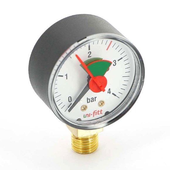 Манометр радиальный 1/4" UNI-FITT 4 бар 50 мм Манометр радиальный 1/4" UNI-FITT 4 бар 50 мм