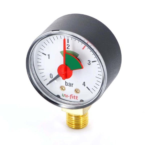 Манометр радиальный 1/4" UNI-FITT 4 бар 50 мм Манометр радиальный 1/4" UNI-FITT 4 бар 50 мм