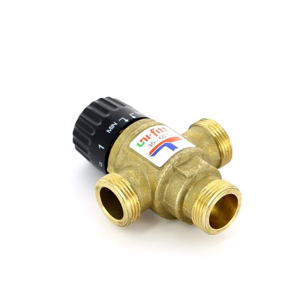 Клапан Н термосмесительный UNI-FITT 3/4" 35-60?С, смешение боковое, латунный