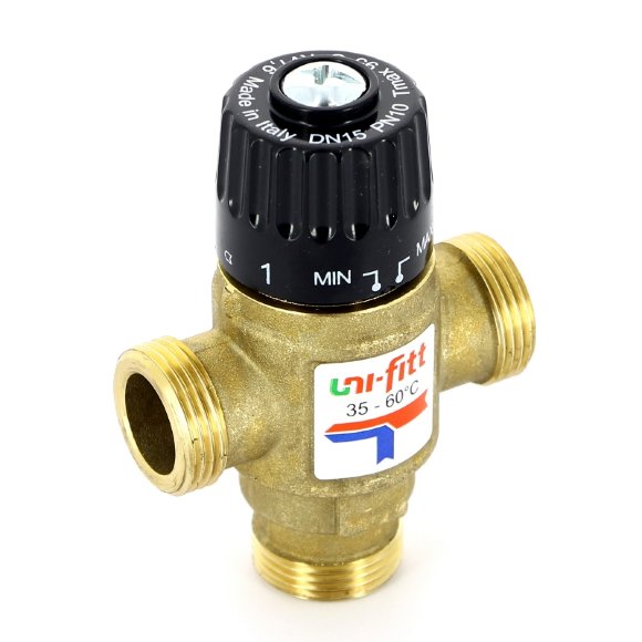 Клапан Н термосмесительный UNI-FITT 3/4" 35-60?С, смешение боковое, латунный