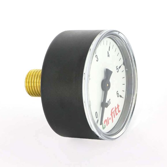 Манометр аксиальный 1/4" UNI-FITT 10 бар 50 мм Манометр аксиальный 1/4" UNI-FITT 10 бар 50 мм