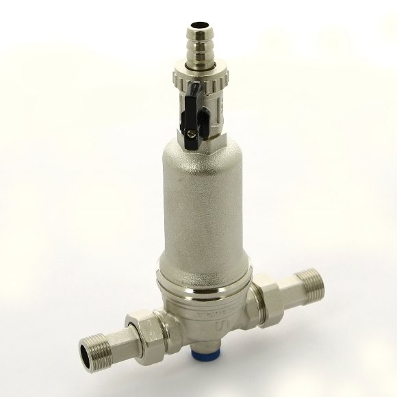 Фильтр промывной Uni-Fitt ВН 1/2" х 3/4" с редукц. соед., со сливным шаровым краном и манометром, ни Фильтр промывной Uni-Fitt ВН 1/2" х 3/4" с редукц. соед., со сливным шаровым краном и манометром, ни
