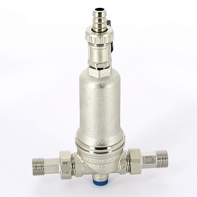 Фильтр промывной Uni-Fitt ВН 1/2" х 3/4" с редукц. соед. и сливным шаровым краном, никелированный Фильтр промывной Uni-Fitt ВН 1/2" х 3/4" с редукц. соед. и сливным шаровым краном, никелированный
