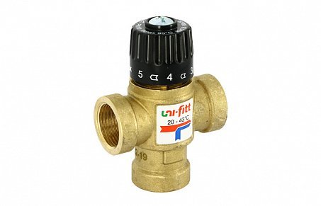 Клапан Н термосмесительный UNI-FITT 3/4" 20-43°С, Kvs 1,6 смешение боковое