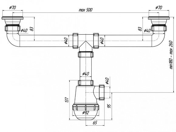 А 30 00 Сифон Ани Грот 40 1 1/2" двойн Z А 30 00 Сифон Ани Грот 40 1 1/2" двойн Z