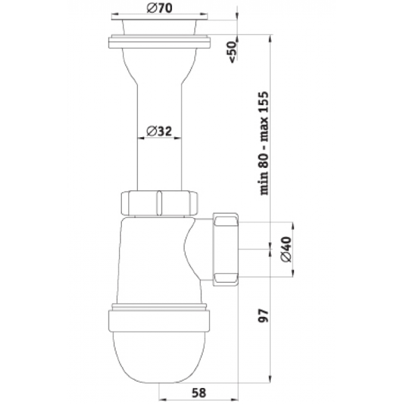 С 05 00 Сифон Ани 40 1 1/2" Z С 05 00 Сифон Ани 40 1 1/2" Z