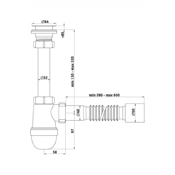 С 10 10 Сифон Ани 1-1/4" х40 с г/тр 40х50 ,сборный Z С 10 10 Сифон Ани 1-1/4" х40 с г/тр 40х50 ,сборный Z